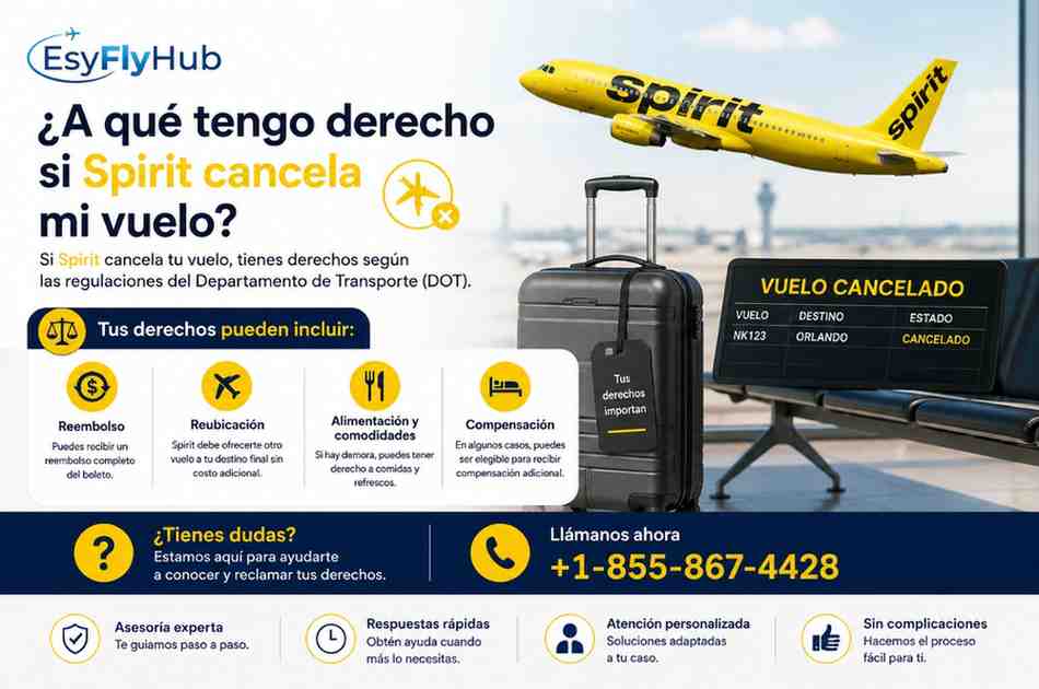 ¿A qué tengo derecho si Spirit cancela mi vuelo?